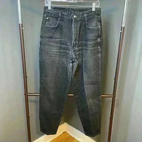 Vintage Gitano High Rise Mom Tapered Leg Jeans Black Sz 12 Short 100%‎ Cotton - Picture 3 of 14